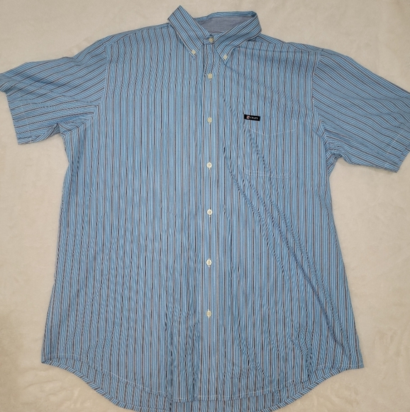 Chaps Blue Striped Casual Button Down Shirt - Picture 1 of 8
